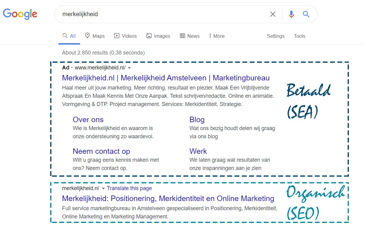 Verschil tussen betaalde en organische zoekresultaten SEO vs SEA