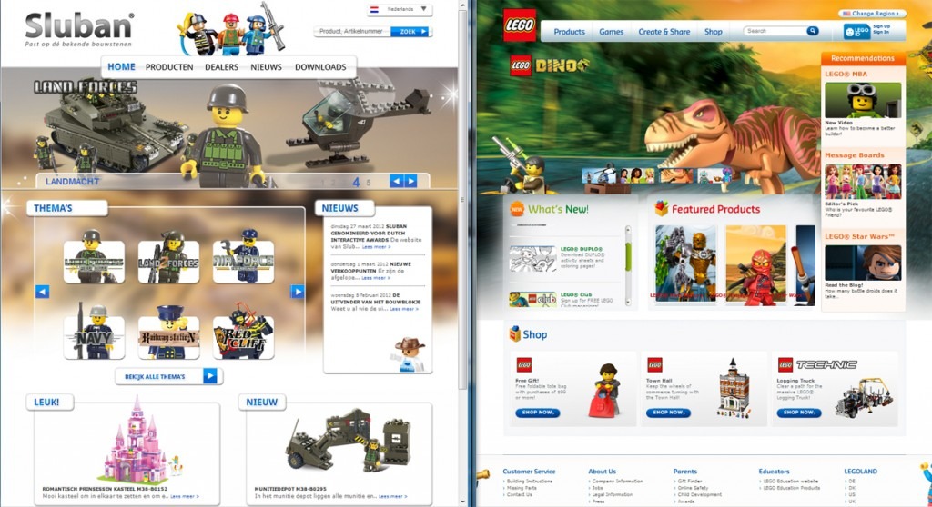 positionering lego vs sluban