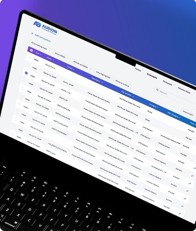 Prijslijsten tool voor Audion
